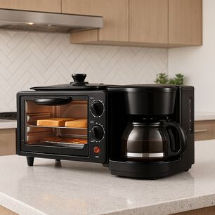 M&aacute;quina Para Hacer Desayuno 3 En 1 Horno Cafetera Sarten
