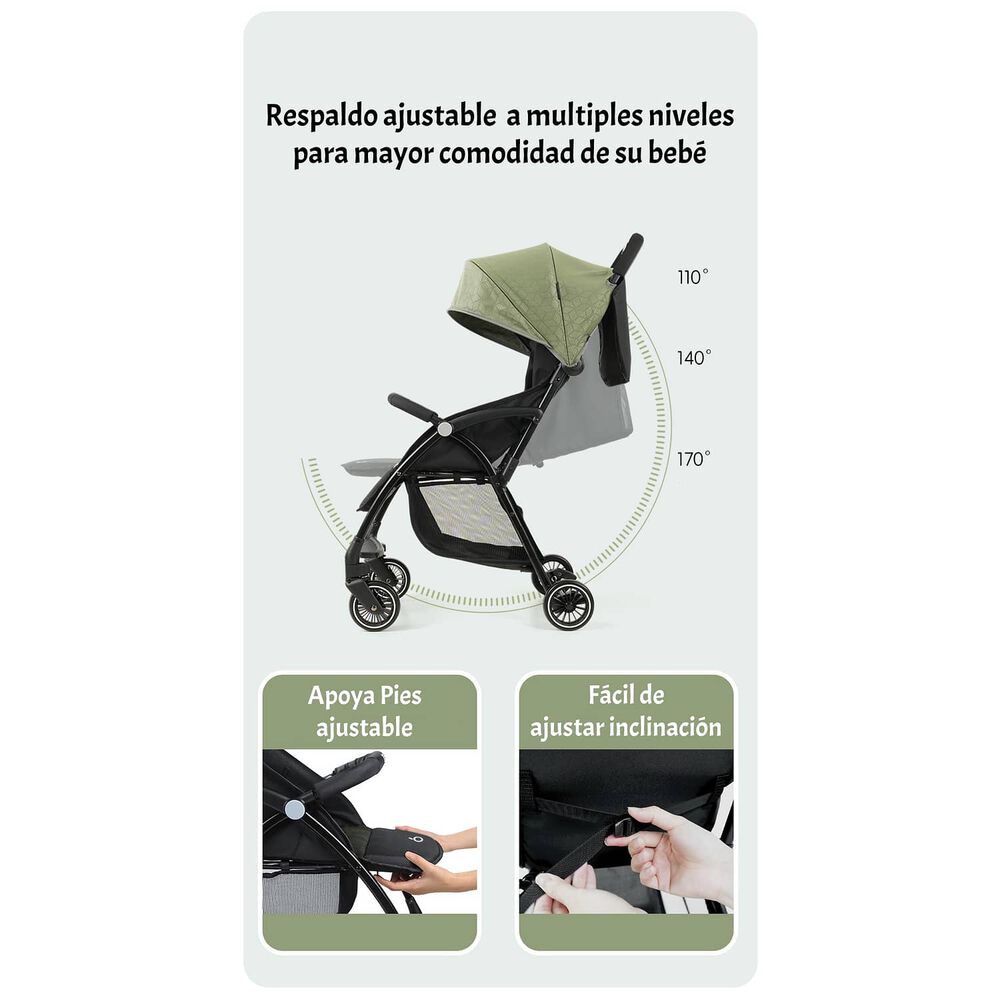 Coche De Paseo &Uacute;ltra Compacto Liviano Viena Gris Lubabycas image number 6.0