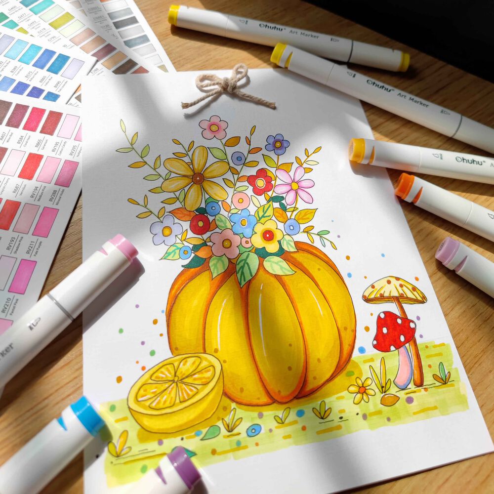 Ohuhu 200 Marcadores Alcohol + 1 Blender Fina & Biselada image number 6.0