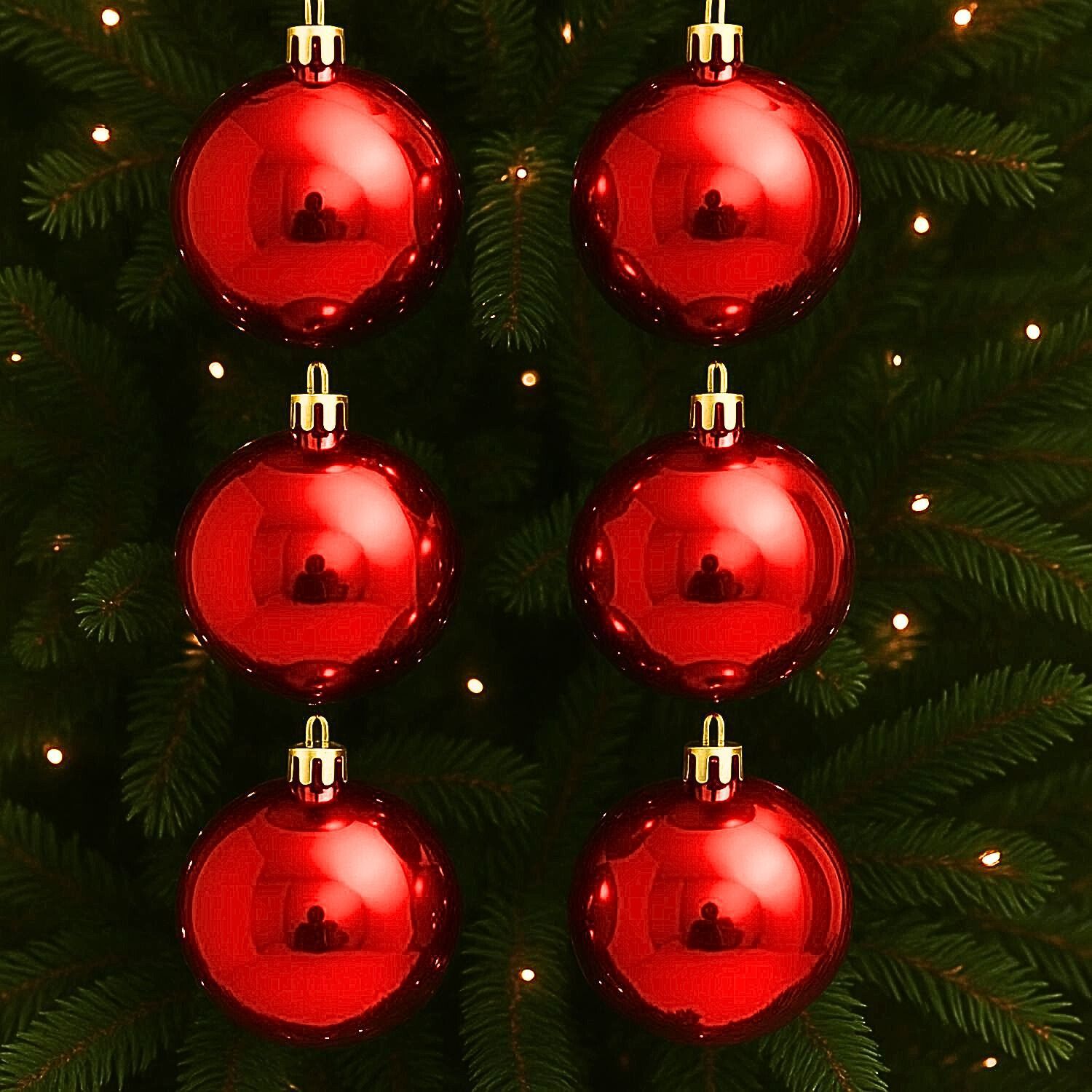 6 Esferas Navide&ntilde;as Bambalinas Adorno 6cm Rojo Decoracion image number 2.0