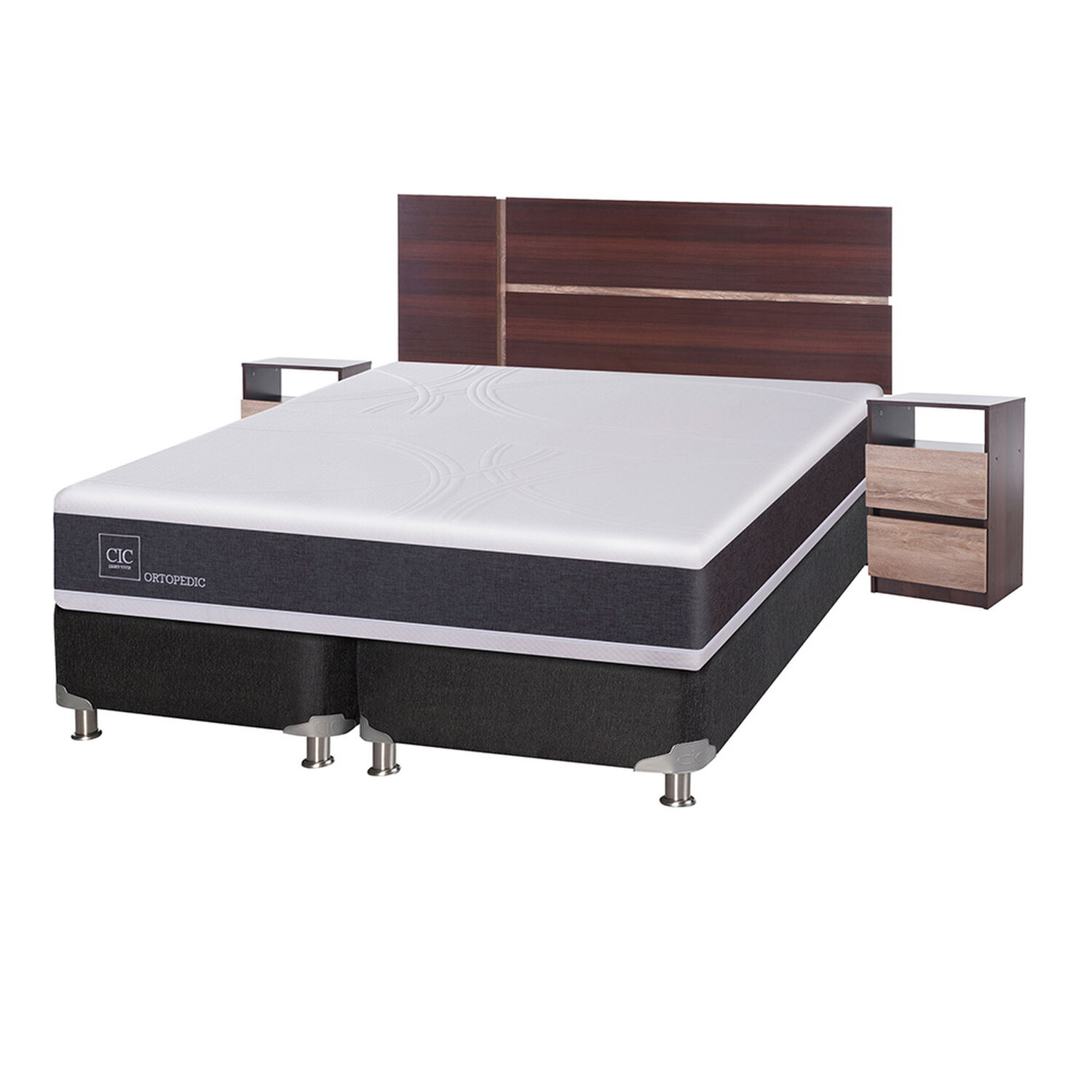 Box Spring Cic New Ortopedic B5 / King / Base Dividida + Set De Maderas image number 0.0