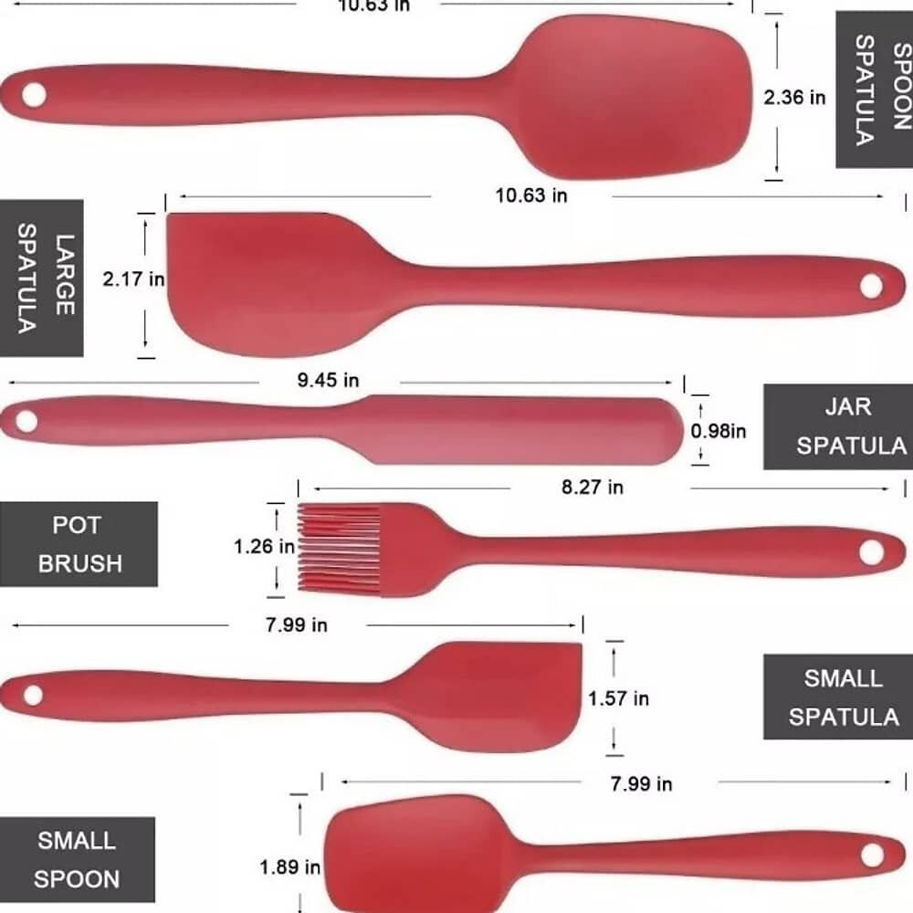 Esp&aacute;tula De Silicona Antiadherente 6 Unidades Color Rojo image number 1.0