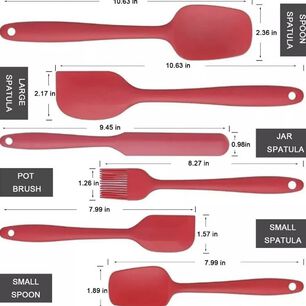 Esp&aacute;tula De Silicona Antiadherente 6 Unidades Color Rojo
