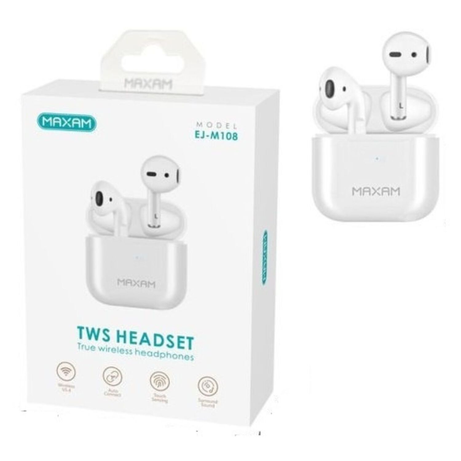 Aud&iacute;fonos Inal&aacute;mbricos Est&eacute;reo Tws Bluetooth V5.4 Blanco image number 0.0