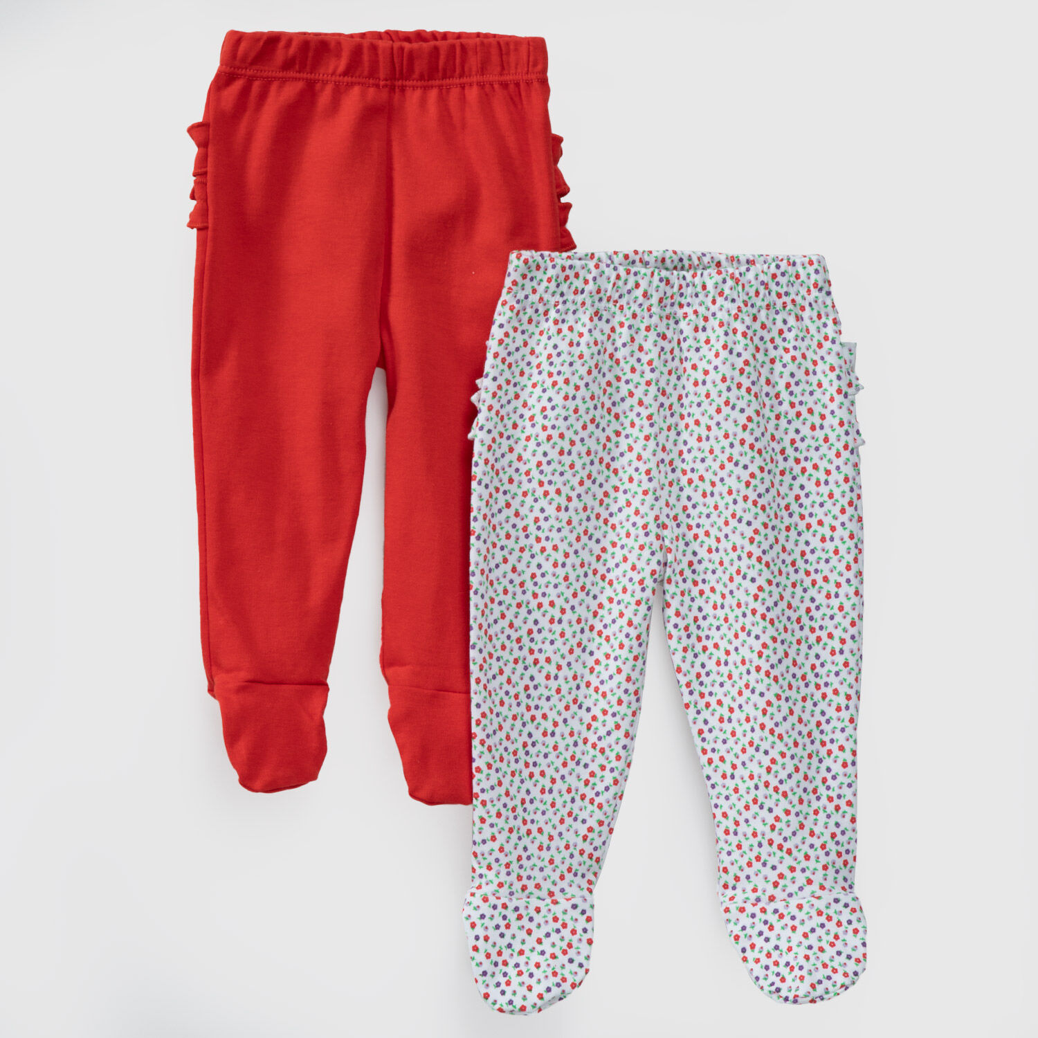 Pack Pantalones Blanco Rojo Flores Algod&oacute;n Peruano image number 0.0
