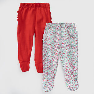 Pack Pantalones Blanco Rojo Flores Algodón Peruano