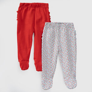 Pack Pantalones Blanco Rojo Flores Algod&oacute;n Peruano