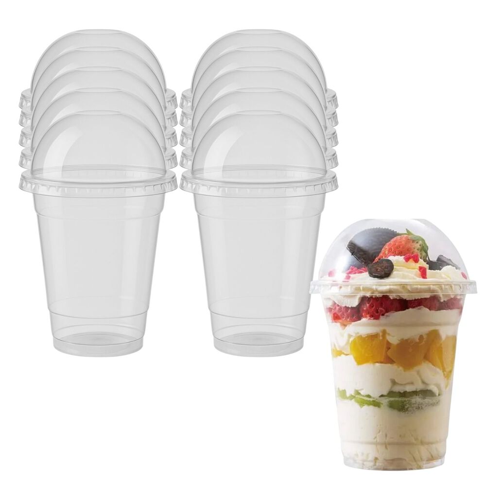 Set 10 Vasos Frappe 12oz Tapa Domo 470ml Plastico Pet image number 0.0
