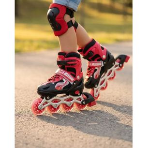Set Patines Lineales Con Juego De Protecci&oacute;n Rojo L (39-42).