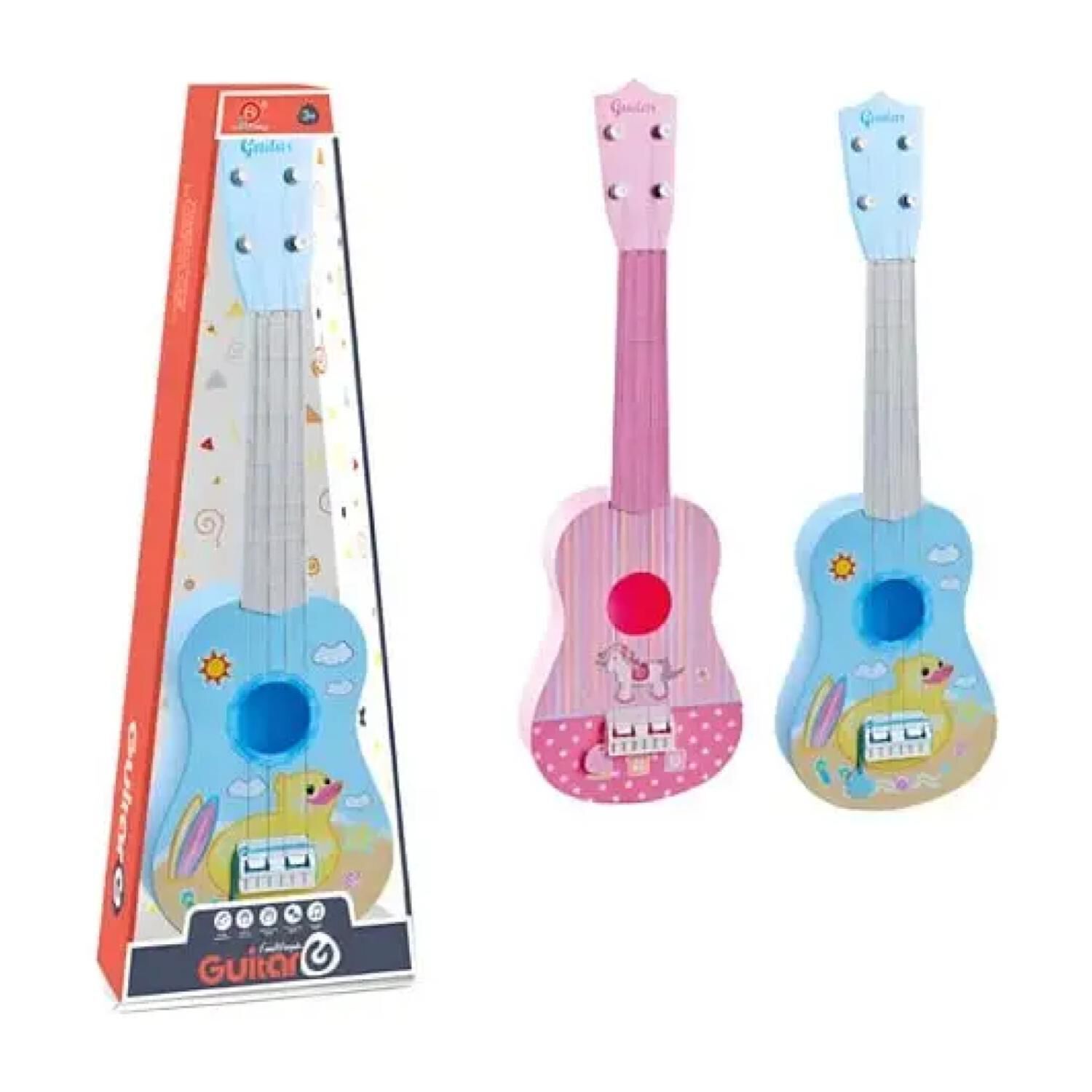 Guitarra 57cm Para Ni&ntilde;os Cuerdas Silicona Rosado Infantil image number 3.0