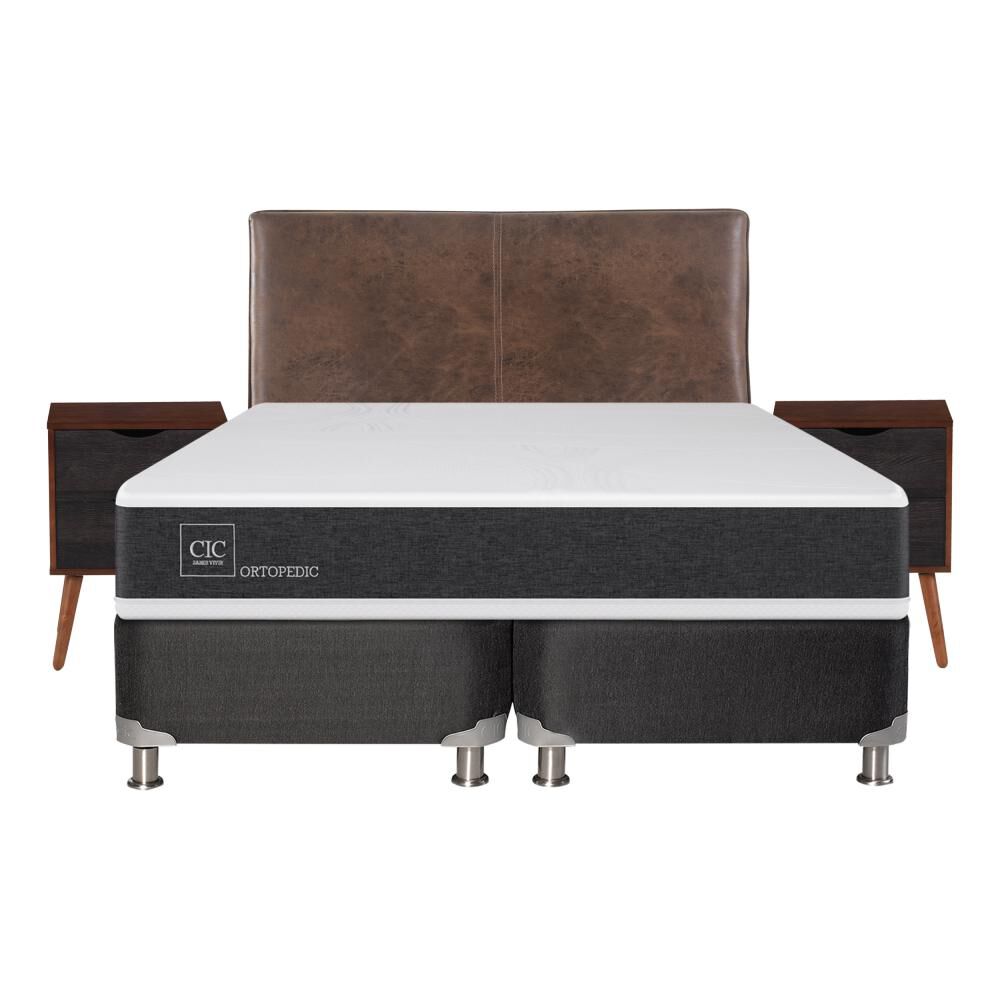 Box Spring Cic Ortopedic / 2 Plazas / Base Dividida  + Set De Maderas image number 0.0