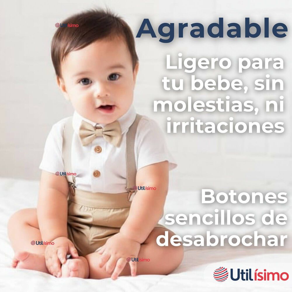 Conjunto De Vestir Con Tirantes Camisa Short Algodón Bebes Beige image number 6.0