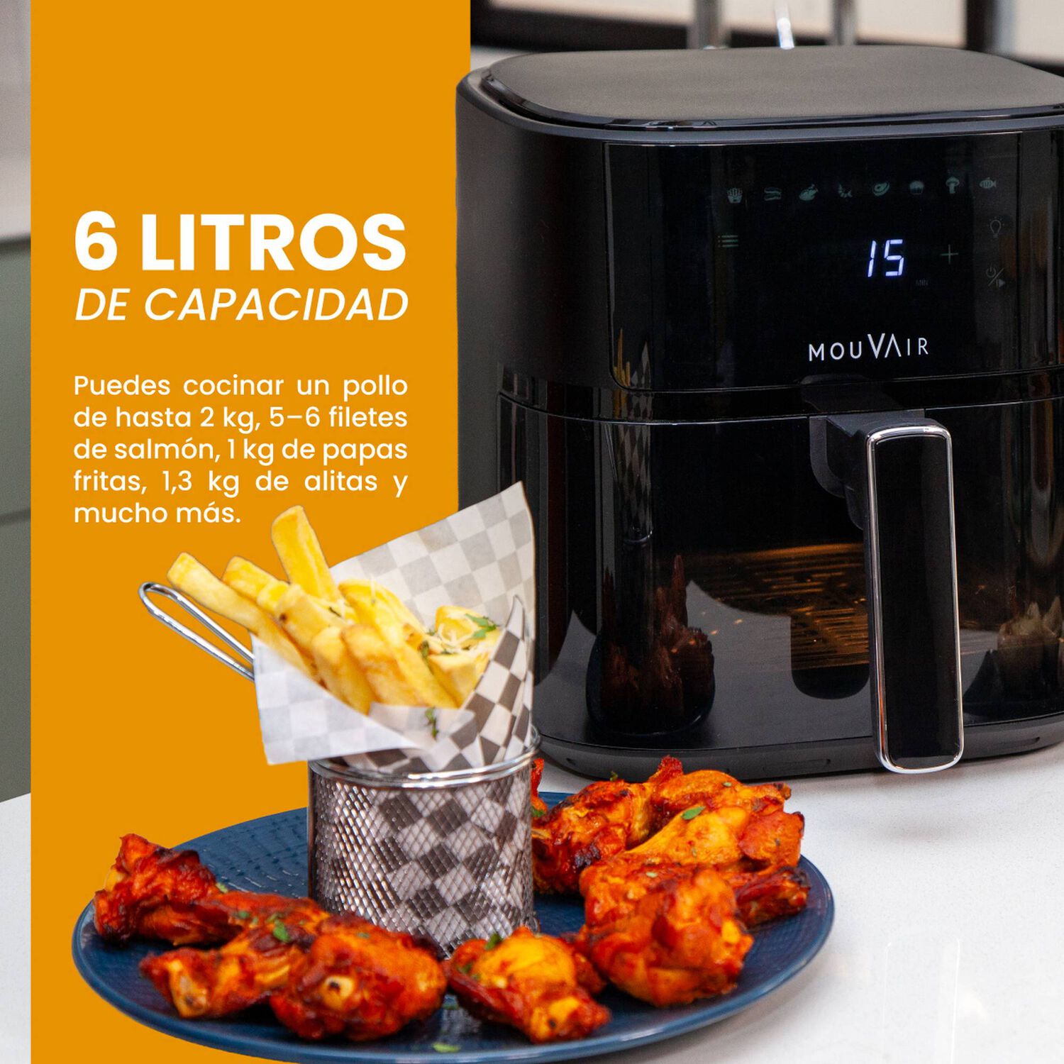 Freidora De Aire 6 L Mouvair Clear Fry image number 3.0