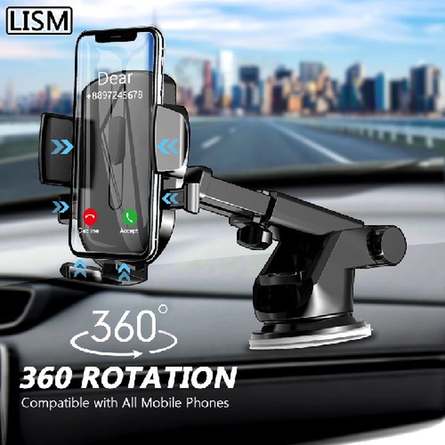 Soporte Base Para Celular Automovil Tablero Vidrio Ventosa Brazo Ajustable Autom&aacute;tico Smartphone Firme Robusto image number 1.0