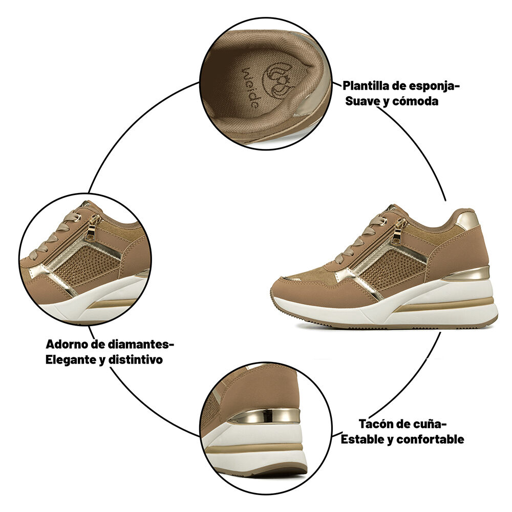 Zapatilla Deportiva Taco Cuña Malla Mujer Weide Jll61 image number 7.0