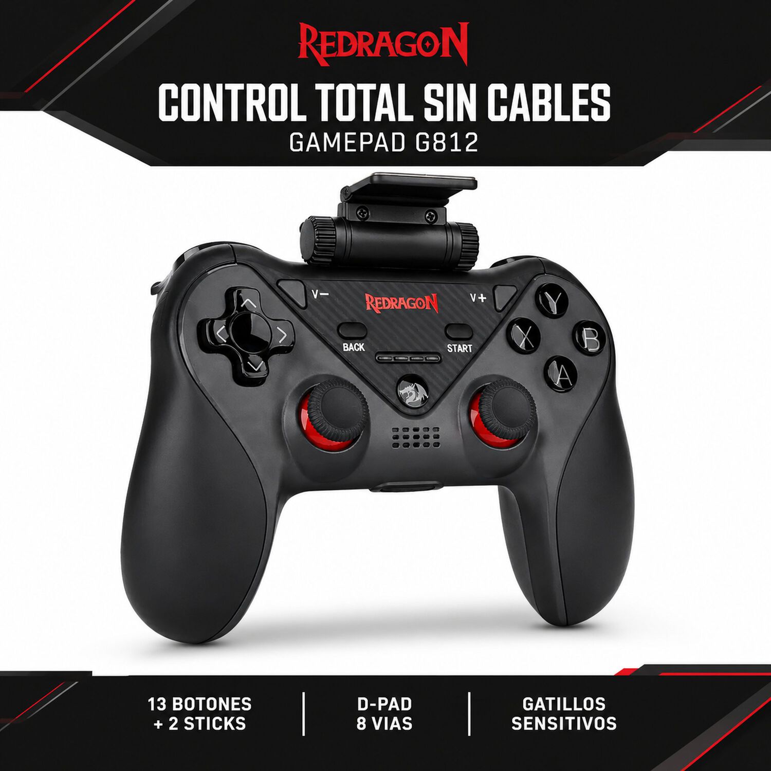 Gamepad Inal&aacute;mbrico Redragon G812 Bluetooth Multiplataformas image number 6.0