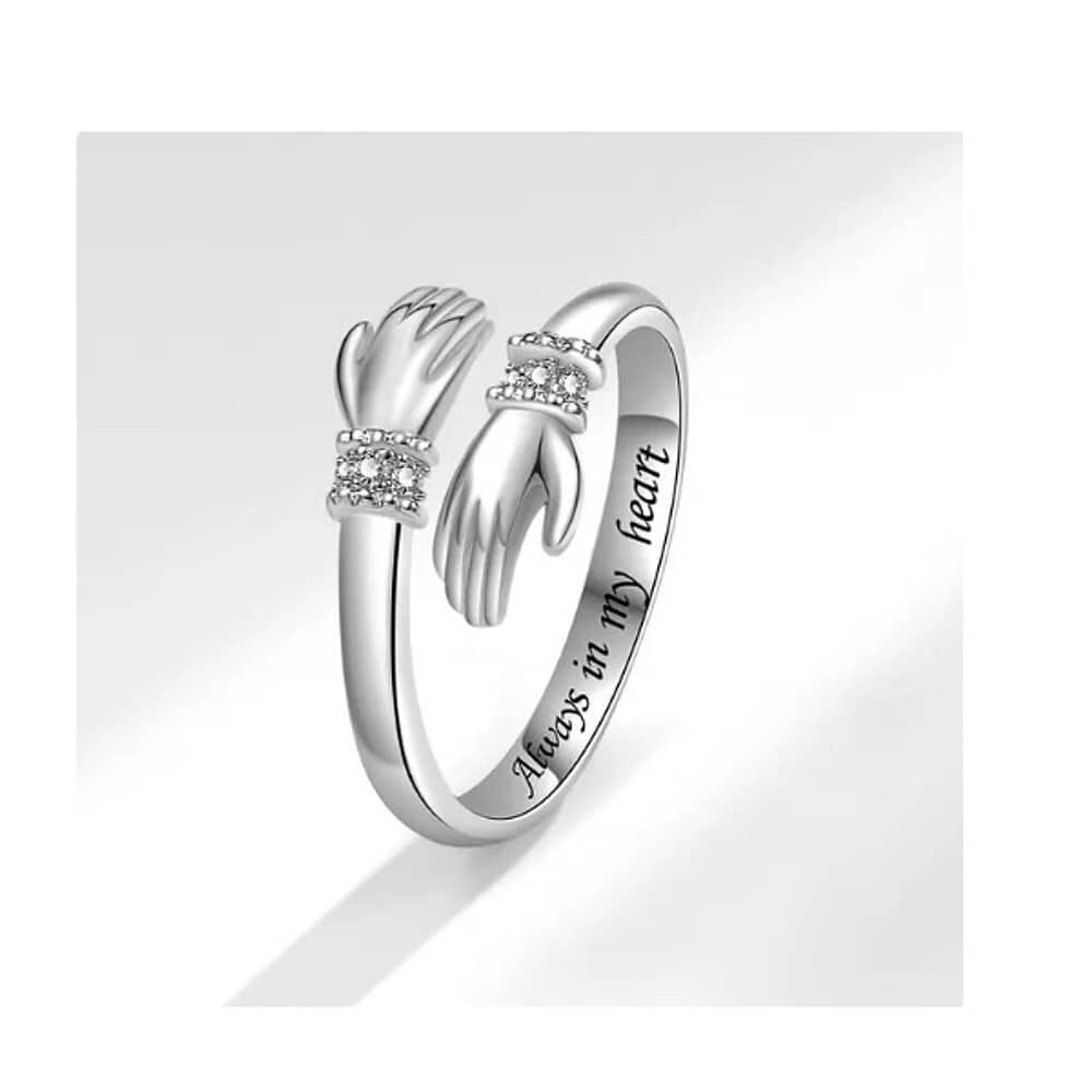 Anillo Abrazo Plata Real Sterlina 925 Abrazo Amor Joyeria Fina image number 2.0