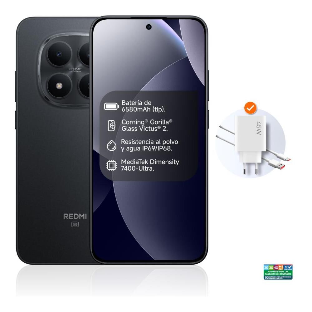 Smartphone Xiaomi Redmi Note 15 Pro / 5G / 256 GB / Negro / Liberado + Redmi Buds 6 Play image number 1.0