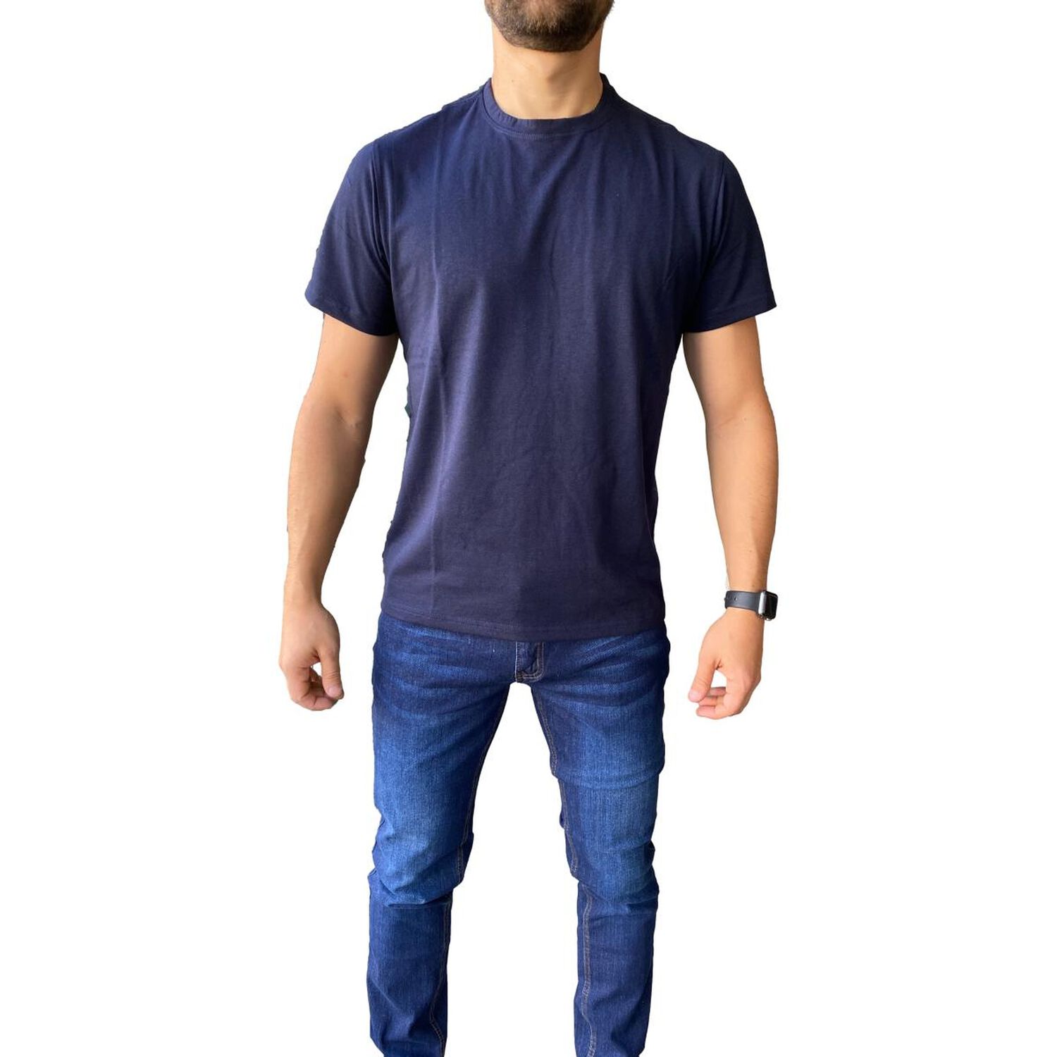 Polera Algod&oacute;n Azul Marino Hombre image number 2.0