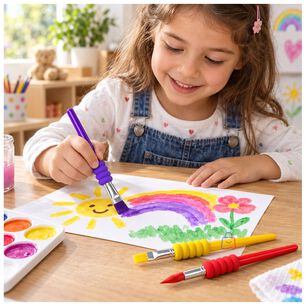 Set 3 Pinceles Infantiles Ergon&oacute;micos Para Pintar - Ps