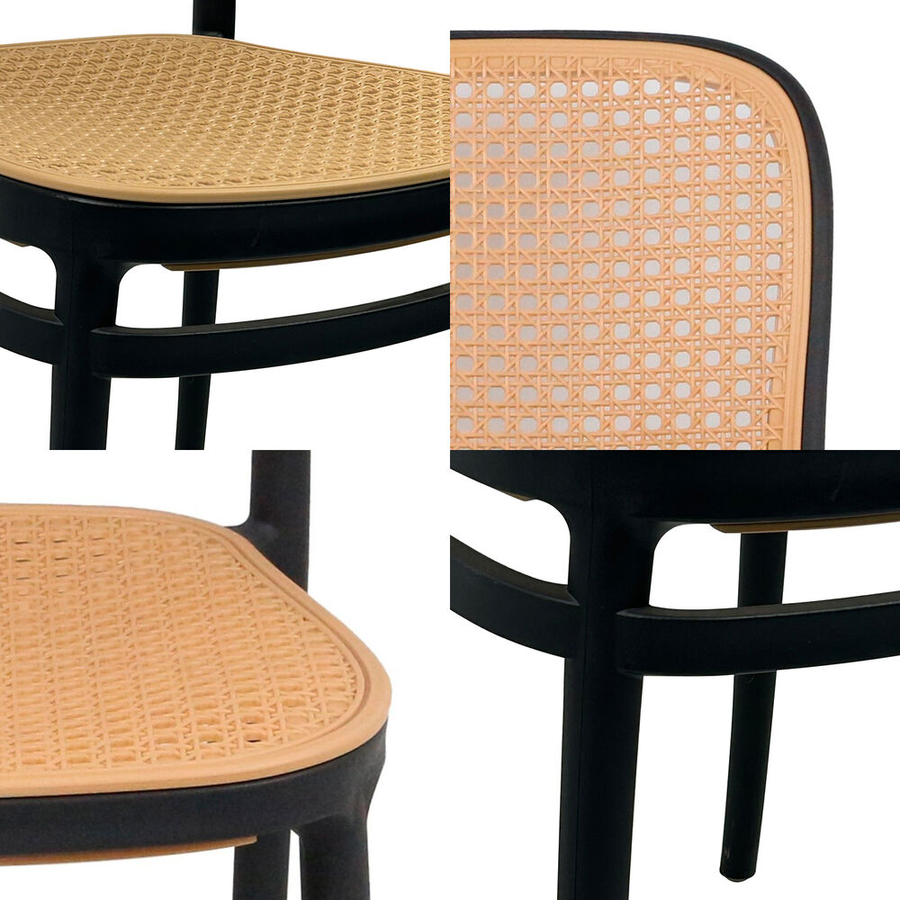 Pack 4 Sillas Terraza Plástica Cairo Negra/beige image number 4.0