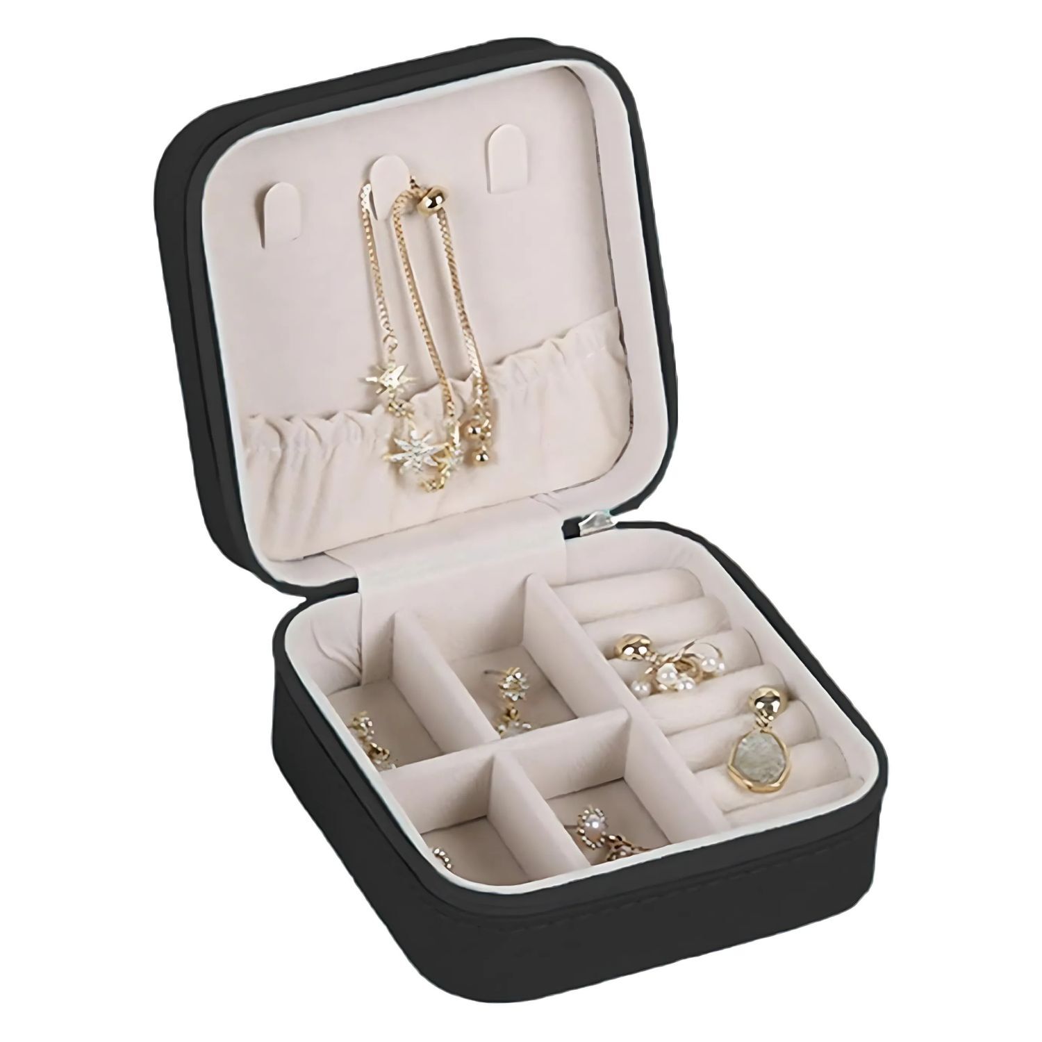 Estuche Organizador Joyas Cuadrado 10cm Joyero Collares Aros image number 2.0