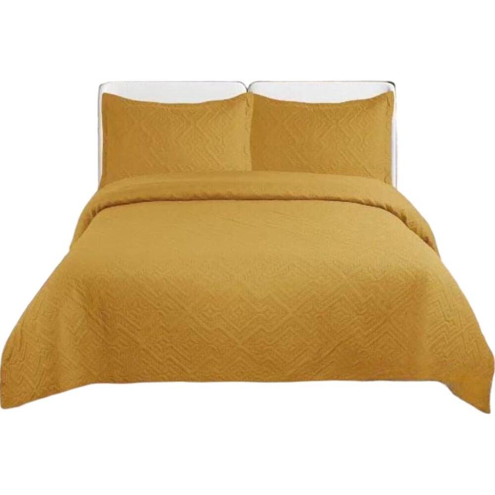 Cubrecama De Verano 2 Plazas Quilt + 2 Fundas De Almohada Cobertor Delgado Mostaza image number 0.0