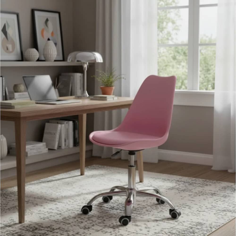 Silla De Escritorio Tulip Acolchada Rosada image number 0.0