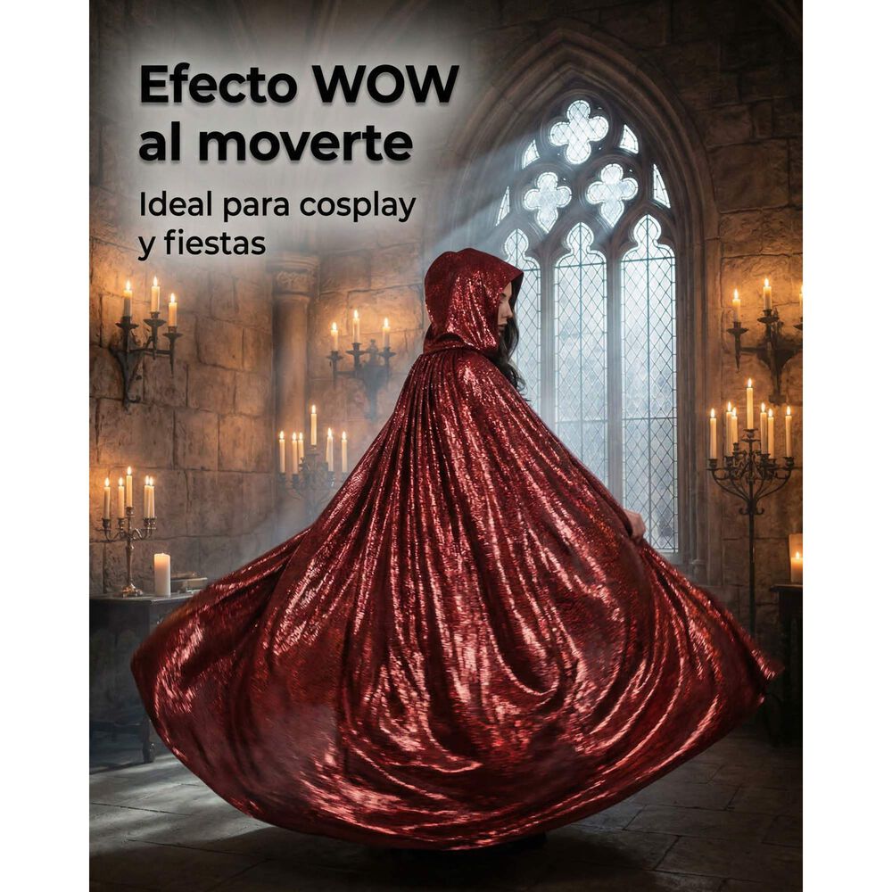 Capa Glitter Brillante Con Capucha Para Cosplay Y Disfraz image number 7.0