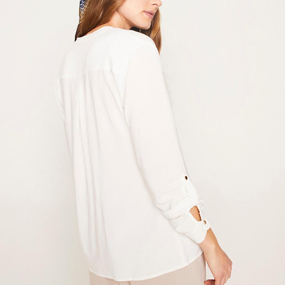 Blusa Fit Regular Manga Larga Roll Up Cuello Mao Mujer Kimera image number 2.0