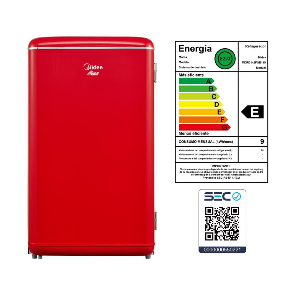 Frigobar Midea MDRD142FGE13S / Frío Directo / 93 Litros image number 10.0