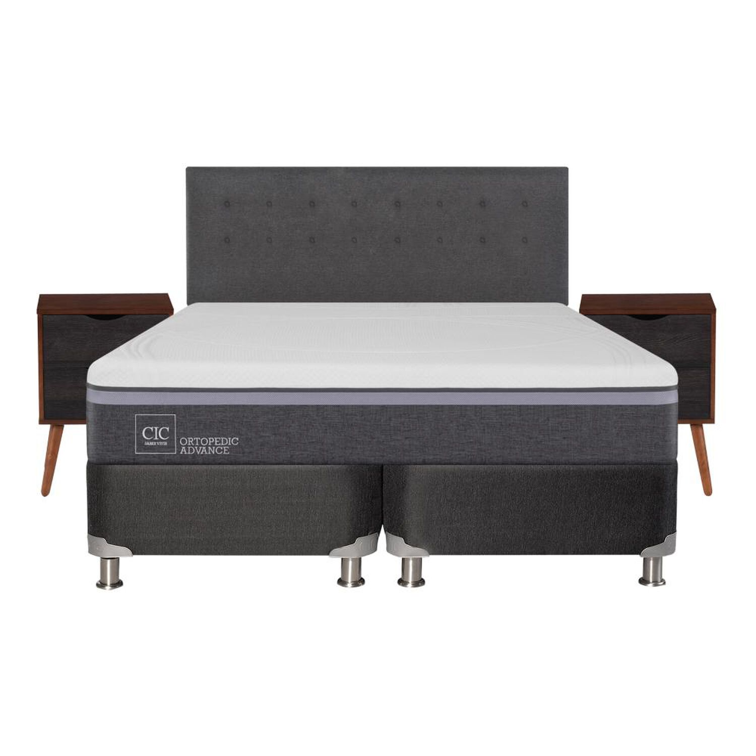 Box Spring Cic Ortopedic / King / Base Dividida  + Set De Maderas image number 0.0