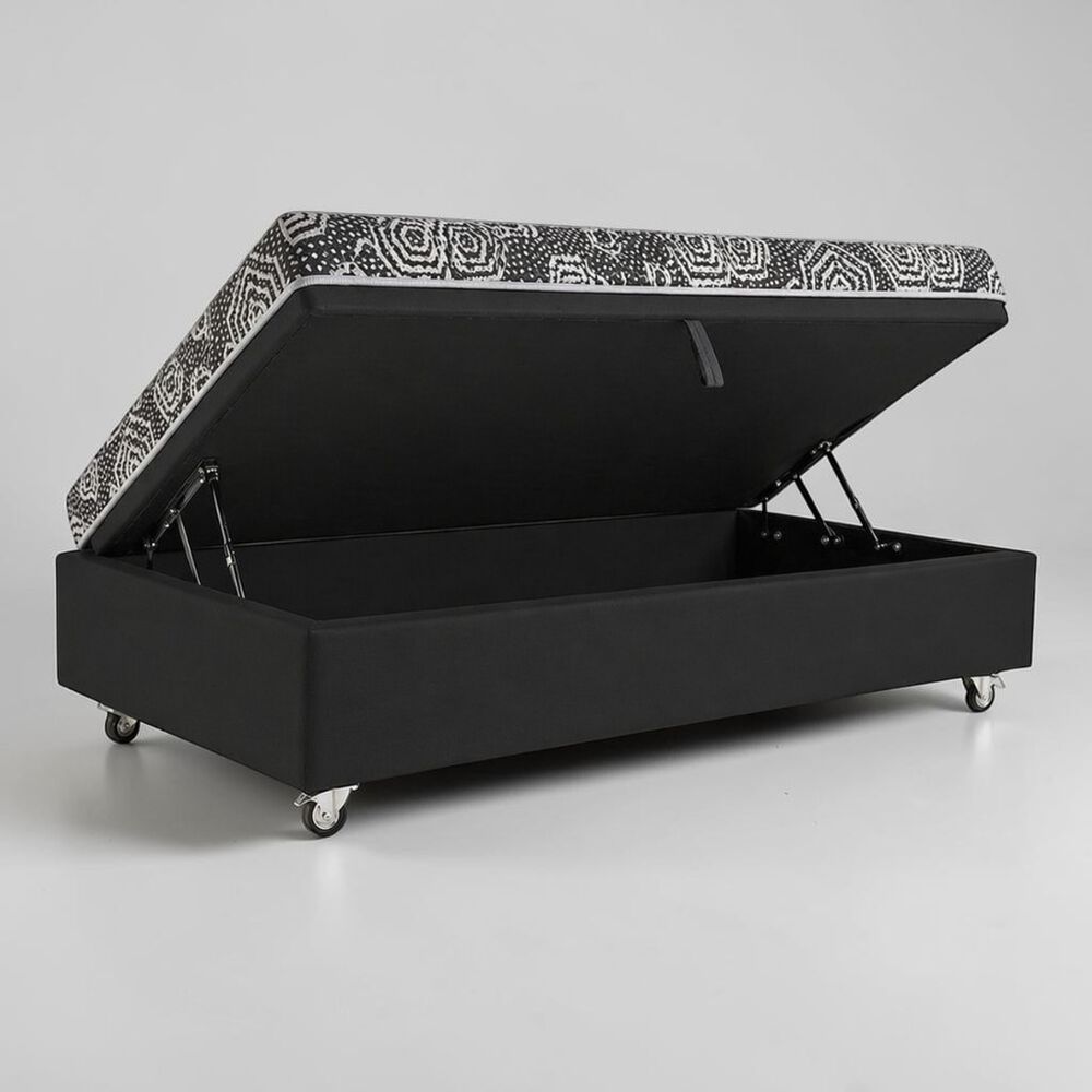 Cama Baul 1 Plaza L190 Cm + Colchon Modelo Ideal / Con Ruedas Deuxe (negro) image number 1.0