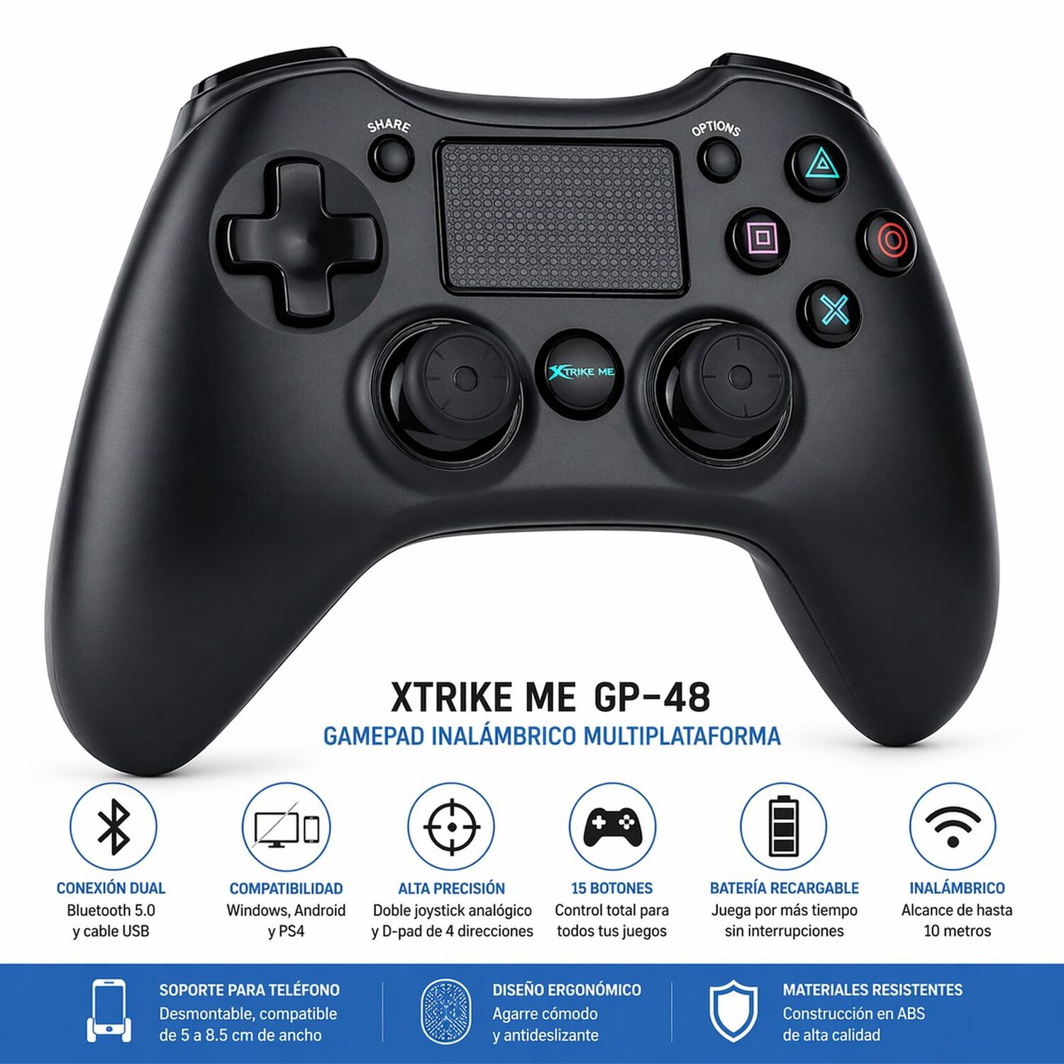 Gamepad Wireless Bluetooth Xtrike-me Multiplataformas Gp-48 image number 4.0