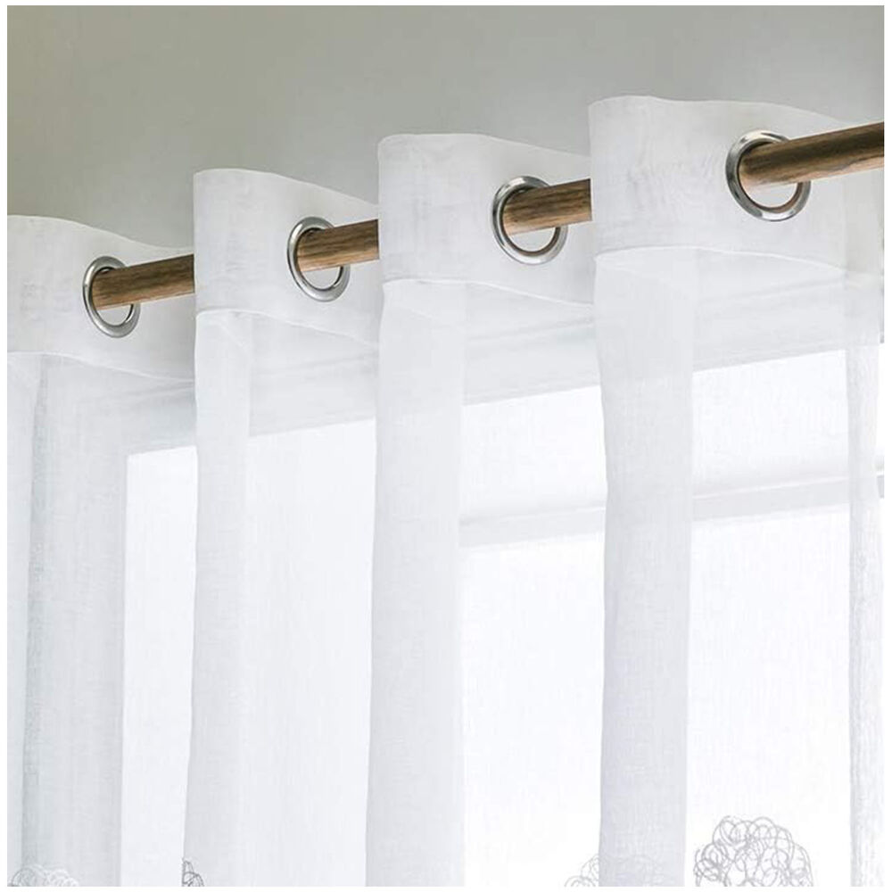 Set De 02 Visillos Bordados Con Argollas 140x230 Cm Mod07 image number 3.0