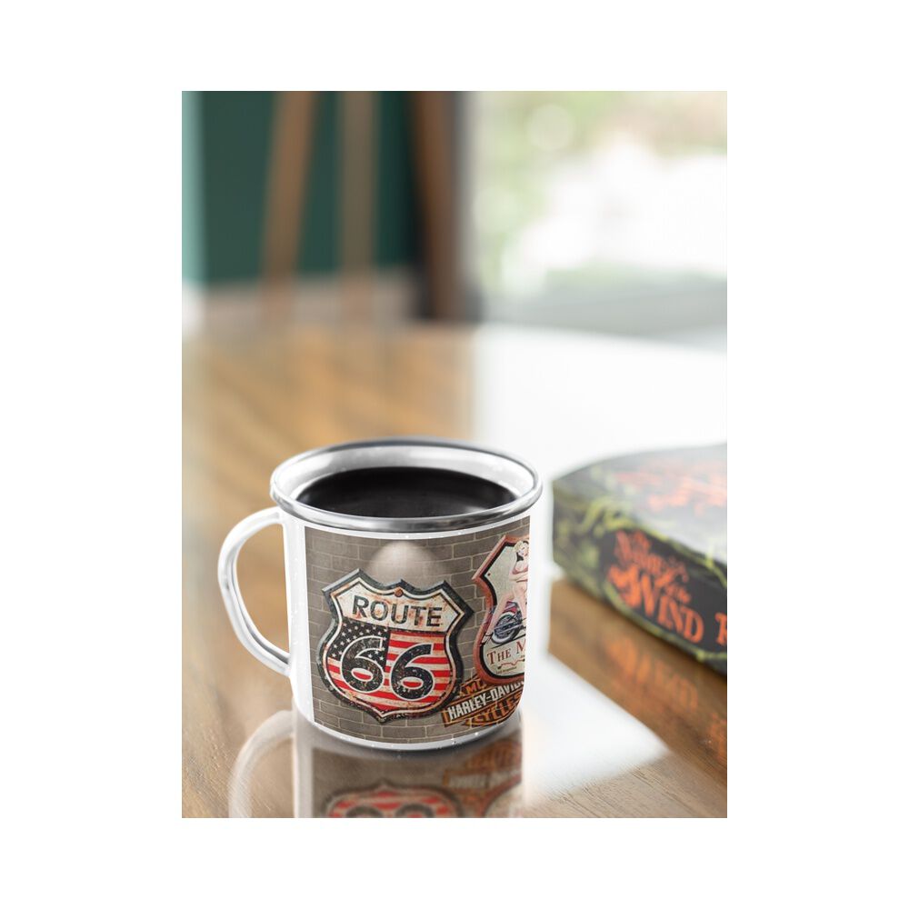 Taza Enlozada Lechera Harley Davidson Ruta 66 Vintage image number 2.0