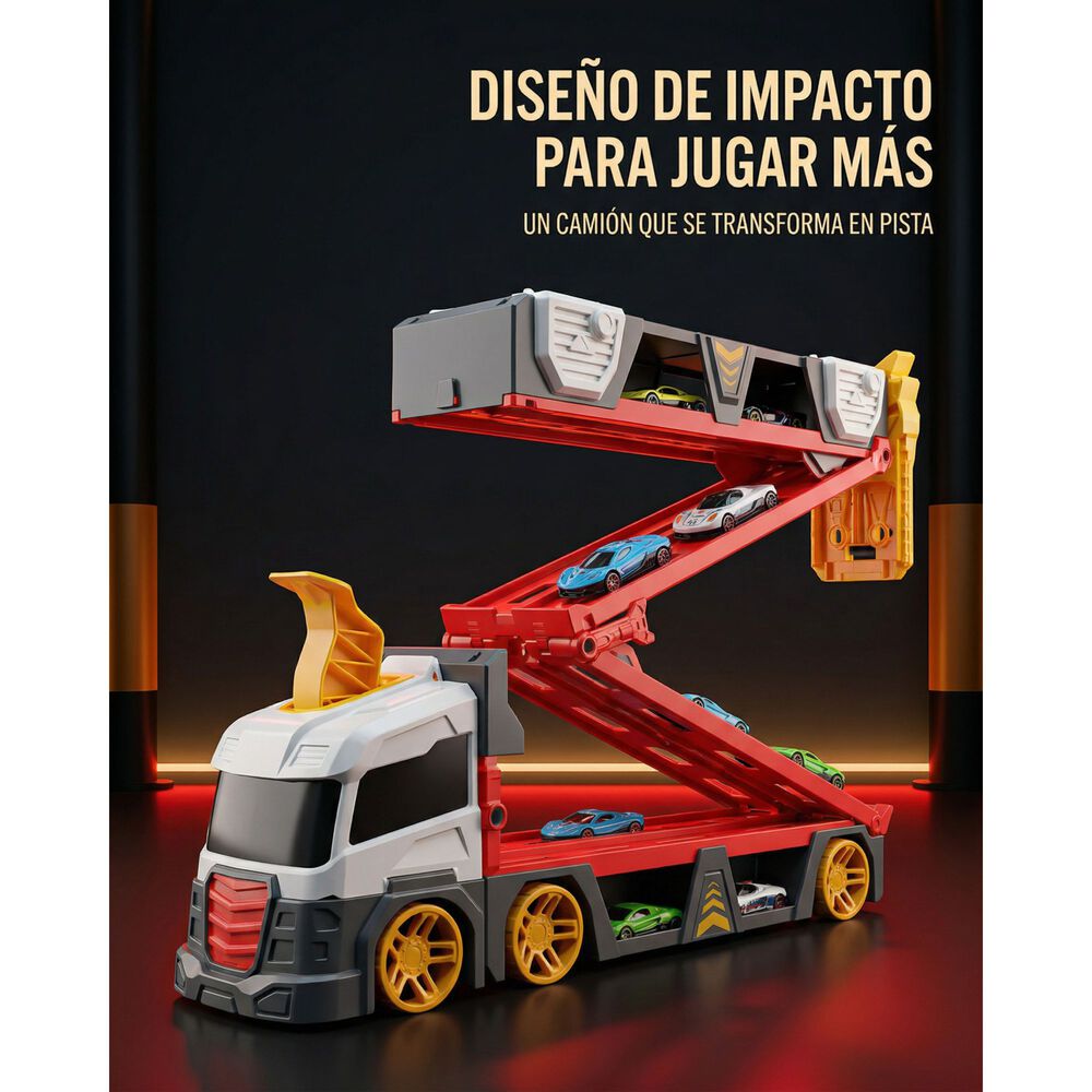 Cami&oacute;n Grande Juguete Ni&ntilde;os Con Autos Y Rampa image number 12.0