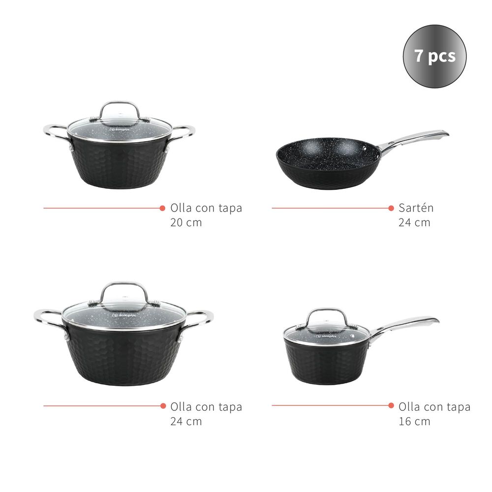 Bater&iacute;a De Cocina Antiadherente Black Copper 7 Pzs Simplit image number 3.0
