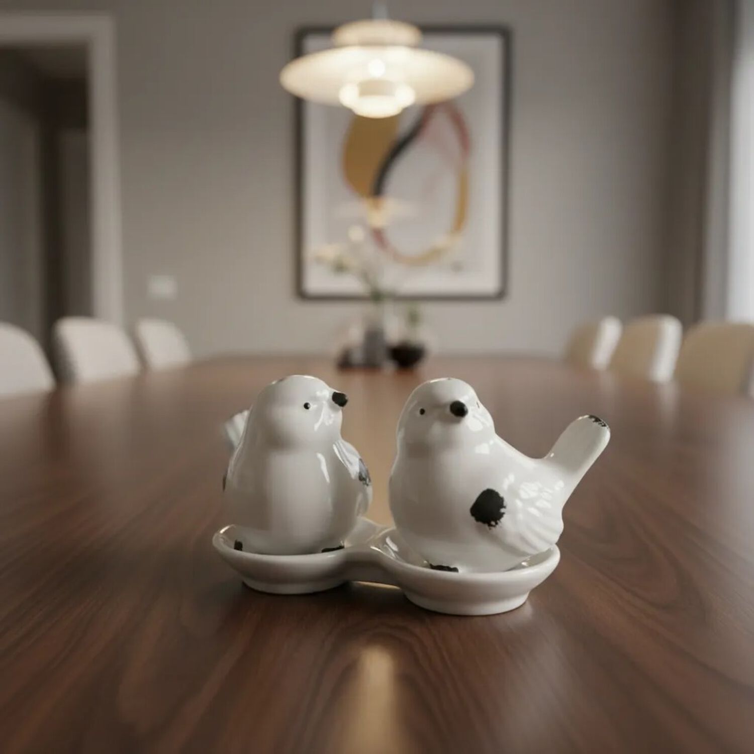Set Salero Y Pimentero Cer&aacute;mico Decorativo Pajaritos Blanco image number 2.0