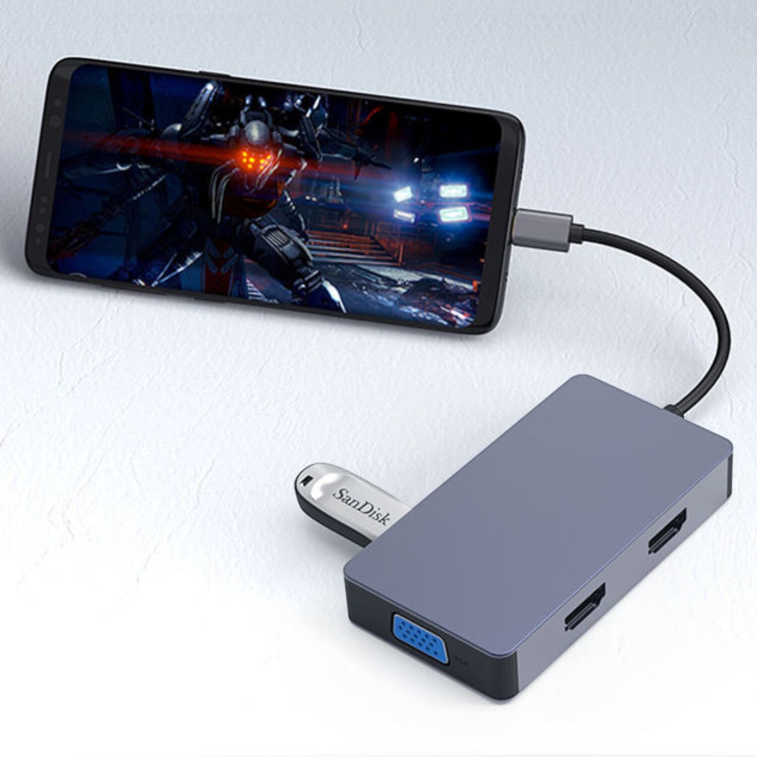 Hub Adaptador Type-c (5en1) 4k Hdmi X2/ Vga/ Type-c/ Usb 3.0 image number 4.0