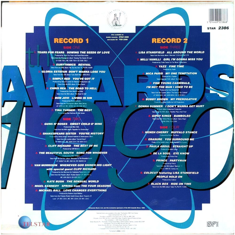 Brit Awards 1990 - Official Brit Awards 1990 | Vinilo Usado image number 1.0