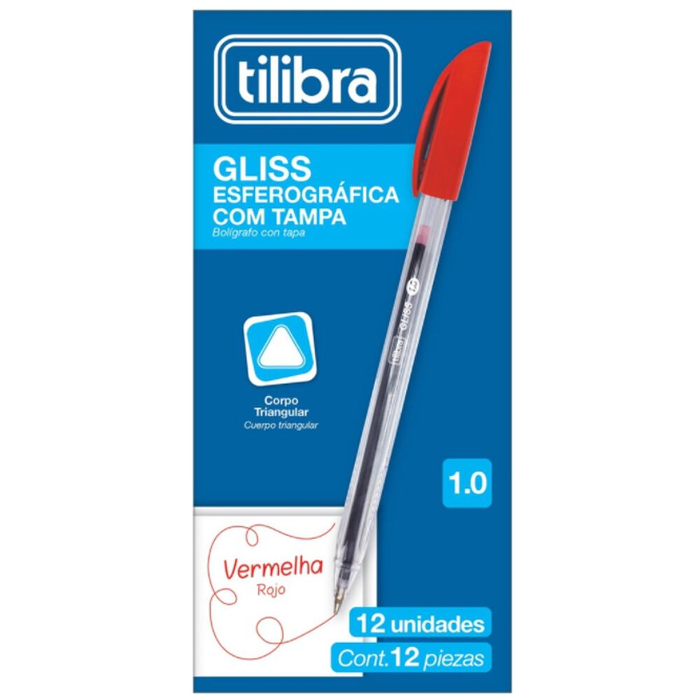 Boligrafo Gliss 1,0mm Rojo Tilibra image number 0.0