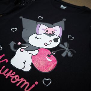 Polo Ml Con Estampado Con T&eacute;cnica Y Manga Alitas De Tul Escarchado Kuromi