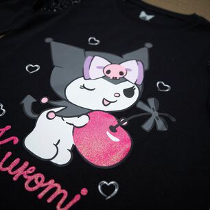 Polo Ml Con Estampado Con T&eacute;cnica Y Manga Alitas De Tul Escarchado Kuromi