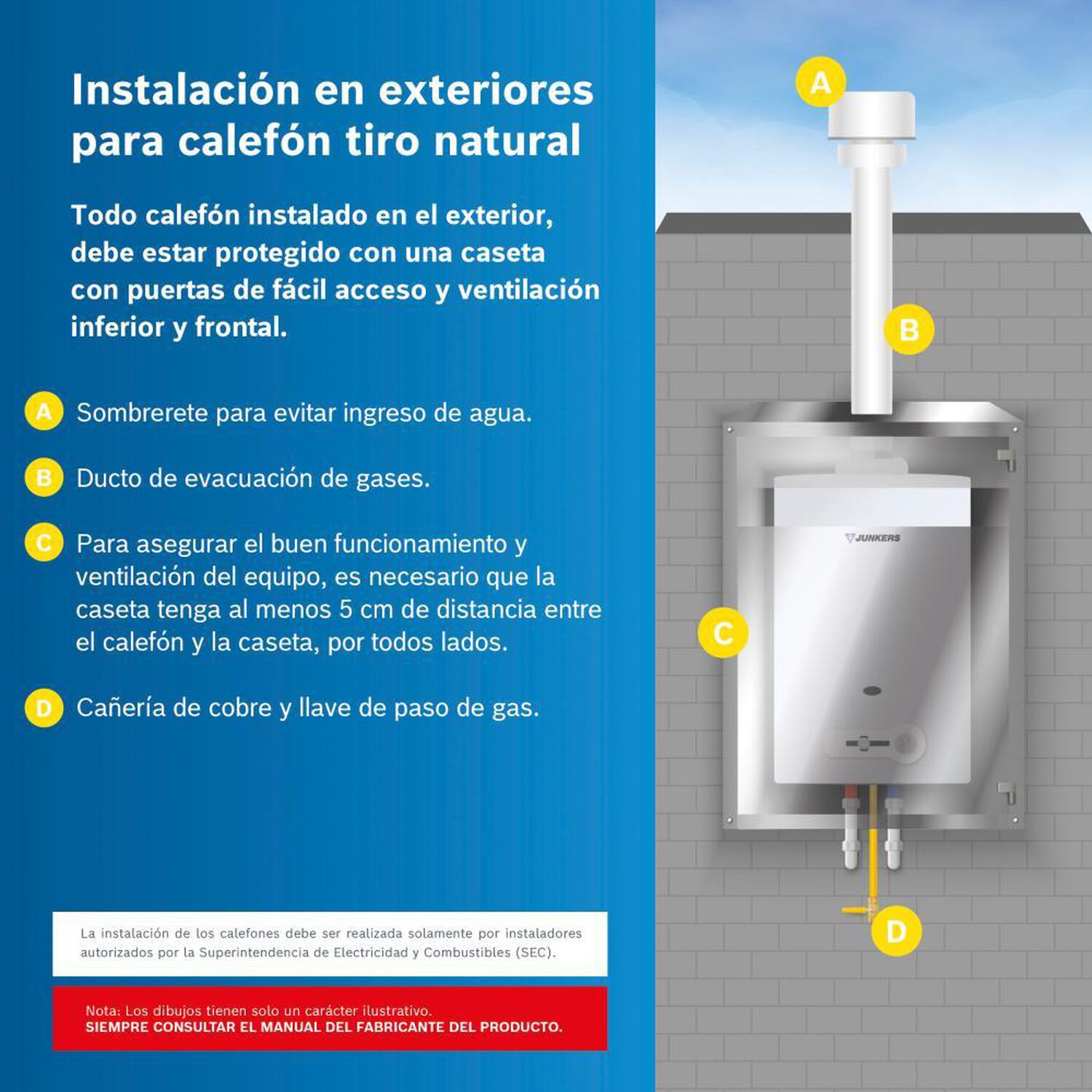Calefont Junkers Ionizado Hydrobase / Tiro Natural / Gas Natural  / 7 Litros image number 4.0