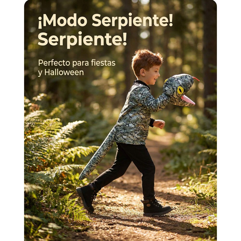 Disfraz Anaconda Infantil Tipo Capa Con Cabeza De Serpiente, Para Fiestas Y Cosplay image number 6.0