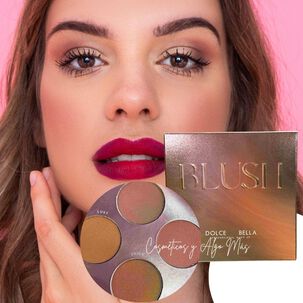 Set De Paleta De De Rubores En Polvo Y Brocha Profesional