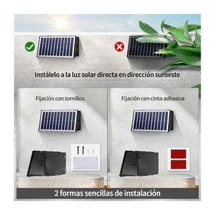 Foco Solar Led Aplique De Pared Exterior Con Sensor De Luz Impermeable Negro