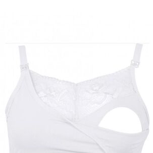 Sosten Lactancia Semi Encaje Algodón Blanco 2rios