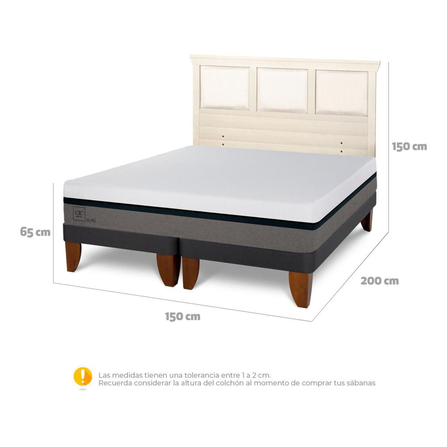 Cama Europea Cic Balance / 2 Plazas / Base Dividida + Respaldo image number 4.0